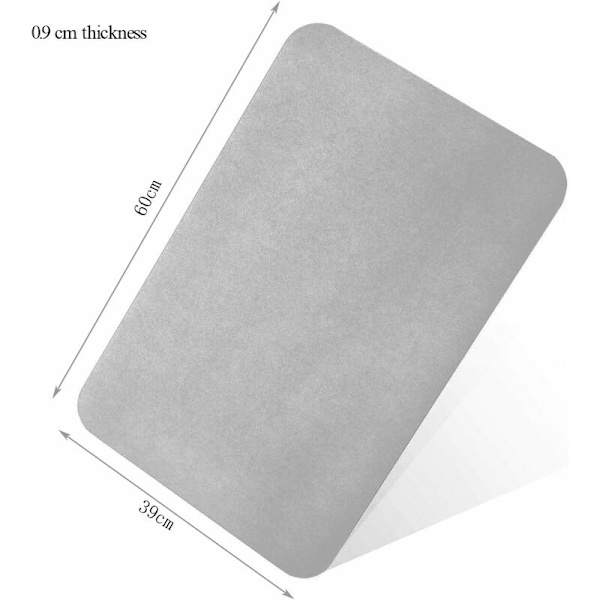 Diatoméjord Bademåtte Bademåtte Skridsikker Brusebadsmåtte til Badeværelse 60 x 39 x 0,9 cm (Grå)