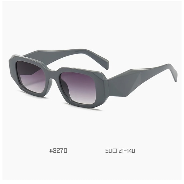 Motebriller i PC-plast, rektangulære, unisex, fancy solbriller, UV 400-linser, kjørebriller, brede stenger, to farger Gray Fashion Sunglasses