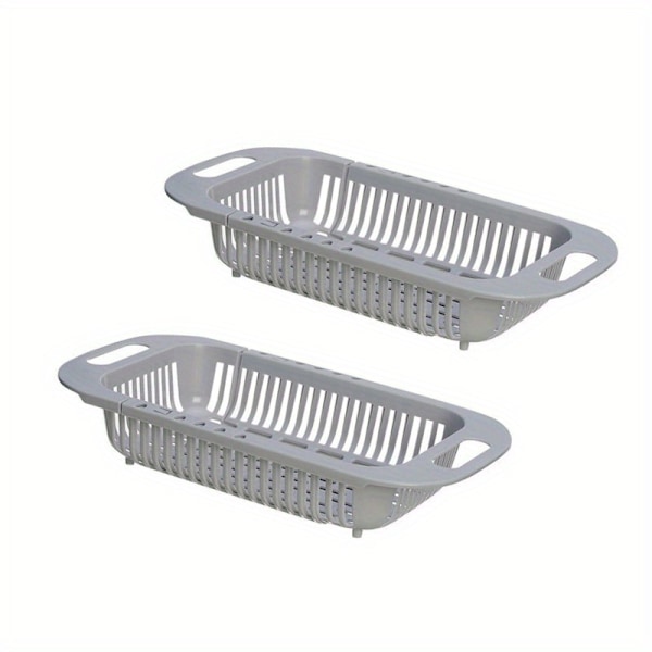 Hopfällbar diskhoavloppskorg multifunktionell frukt- och grönsakstvättkorg diskställ för avrinning förvaringskorg i plast Gray 2 pcs