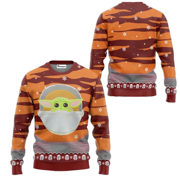 The Mandalorian ja Grogu Baby Yoda Ruma Ugly-neule 2024 Hyvää Joulua Miesten Pusero Syksy Talvi Tähtien sota Damtröja tyyli 6 style 6 XL