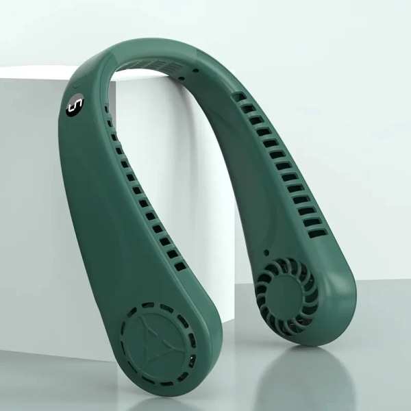 Håndfri Mini USB Genopladelig Sport Bærbar Ventilator Elektrisk Bladløs Lille Luftkøler Hængende Hals Mini Ventilator Green