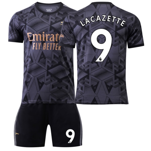 22-23 Arsenal ude sort nr. 7 Saka 9 Lacazette 19 Pepe 14 Aubameyang fodboldtrøjesæt No socks No. 9 XXXL