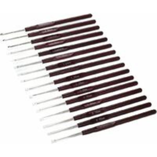 Katech 16 Storlekar Spetsvirkningsnålar, 0,5mm-2,5mm Ergonomiska Mjuka Grepp Aluminium Virkningsnål Set, Lättvikts Virkningsnålar för Artrit Händer