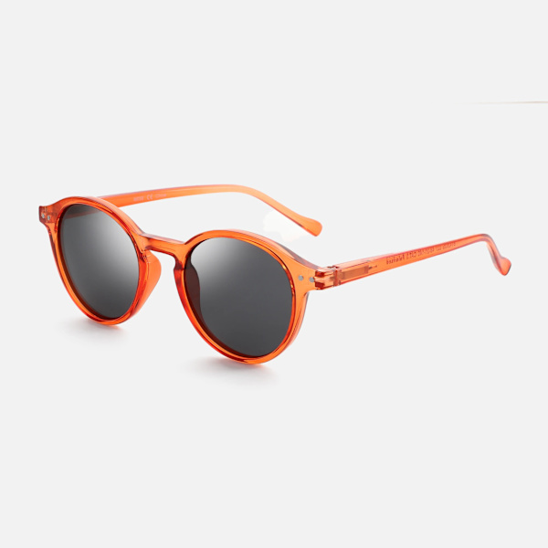 2024 Tyylikkäät pyöreät retro klassiset monityyliset UV 400 polarisoidut tukkuhinnat Aurinkolasit miehille ja naisille mukautettu logo C27-ORANGE/GREY Polarized HD Shades