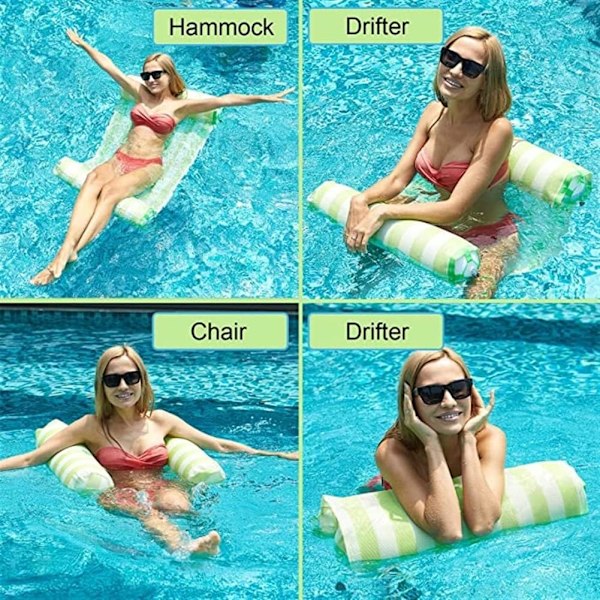 Flydende vandseng, flydende hængekøje til swimmingpool, multifunktionel oppustelig hængekøje til strand, pool og vandsport (farve: Pink)