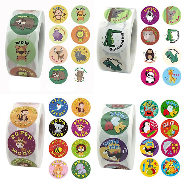 500 pcs/roll Cute animals Reward stickers Children Motivational Students Stickers