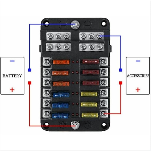 12-vejs sikringsholder, sikringsboks med 24 sikringer 12 LED-lysbeskyttelse,-WELLNGS