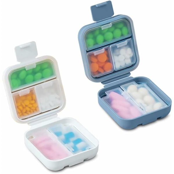 5-fackspillsorterare, medicinlåda, fickpillerare, vattentät pillerare, liten bärbar pillerare (blå, vit??)
