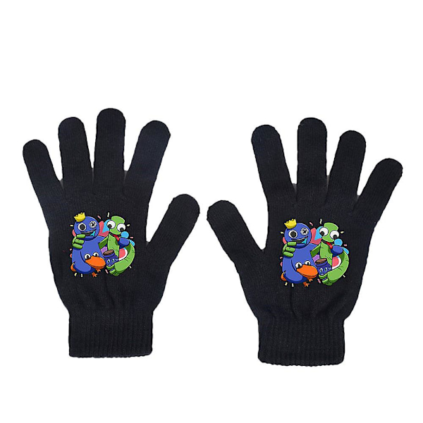 Unisex Roblox Rainbow Friends Varme Strikket Håndklæder med Alle Fingre Trykte Vanter Gave A