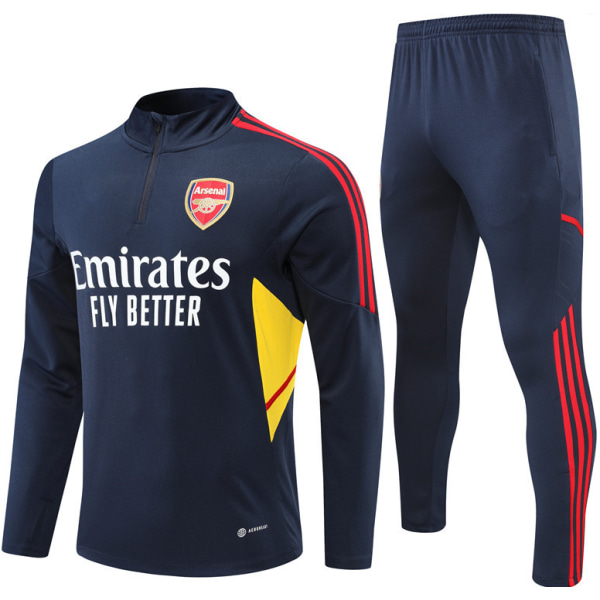 23-24 Arsenal training suit with hoodie for adults with half zip blue