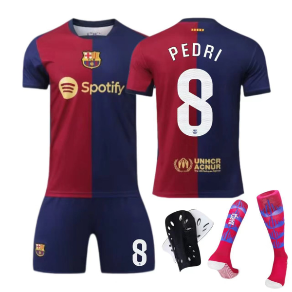 24-25 Barcelona hjemmebanesæt nr. 9 Lewandowski 10 Messi børne- og voksenfodboldsæt No size socks + protective gear S