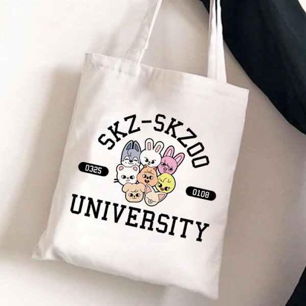 Stray Kids Skzoo tryckt canvasväska axelväska student mode shoppingväska STD311-I