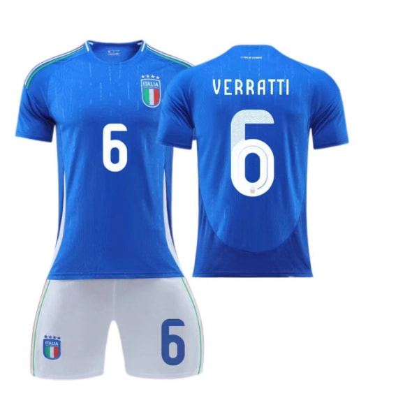 Europeiska cupen - Italiens hemmatröja nr 14 Chiesa nr 18 Barella barn vuxen set fotboll No socks size 6 20