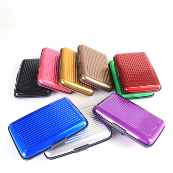 Herre High-end aluminium stripe Bankkort holder Blokkering hard case Solid Kredittkort Anti-RFID scanning Beskytt kort holder Rose edited