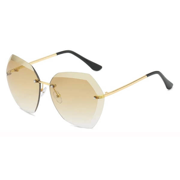 Heta sälja båglösa solglasögon kvinnor oversized lyx trendiga solglasögon metall anpassad logotyp polygonala solglasögon C3