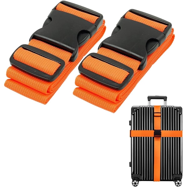 Resväskor Remmar Resväskor Bälten Stark Justerbar Resväskor Remmar i Ljusa Färger Bälte med Snabbspänne (2-Pack, Orange)