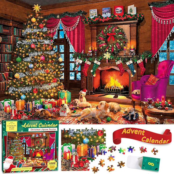 Julpussel, 1008 bitar julkalender, pussel, 24 dagar julhelg pussel A A