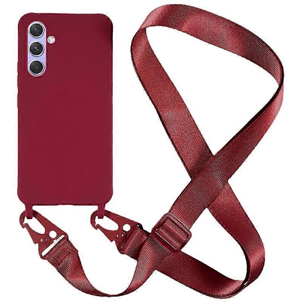 Deksel til Samsung Galaxy A55 5G, Anti-fall TPU-beskyttelse med bred stropp - Svart Flerfarget(FQ) Multicolor Wine Red
