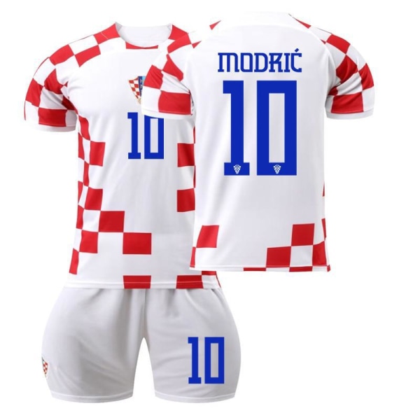 22-23 nya Kroatien hem nr 10 Modric fotbollströja dräkt VM-tröja med originalstrumpor No size socks + protective gear #XXL