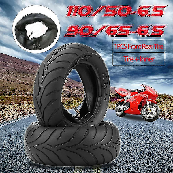 For- og bakdekk + slange 90/65/6.5 110/50/6.5 for 47cc 49cc Mini Pocket Bike 110-50-6.5