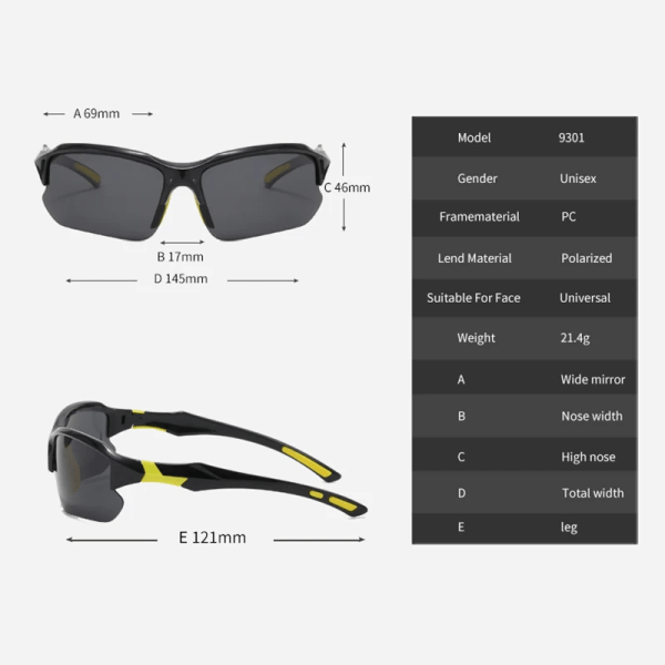 Engros tilpassede logo billige fotokromatiske linser polariserte sykkelbriller menn løpebriller sportsbriller C7 Black Yellow/Yellow Sport sunglasses