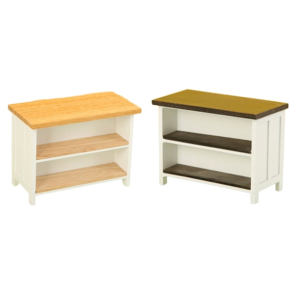 1:12 Dukkehust Miniatyr Skrivebord Dobbeltlags Oppbevaringsbord Møbler Apricot