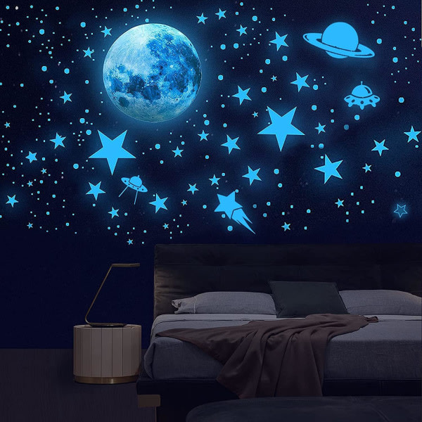 930 pieces of luminous stickers, Glow in the Dark Moon and stars