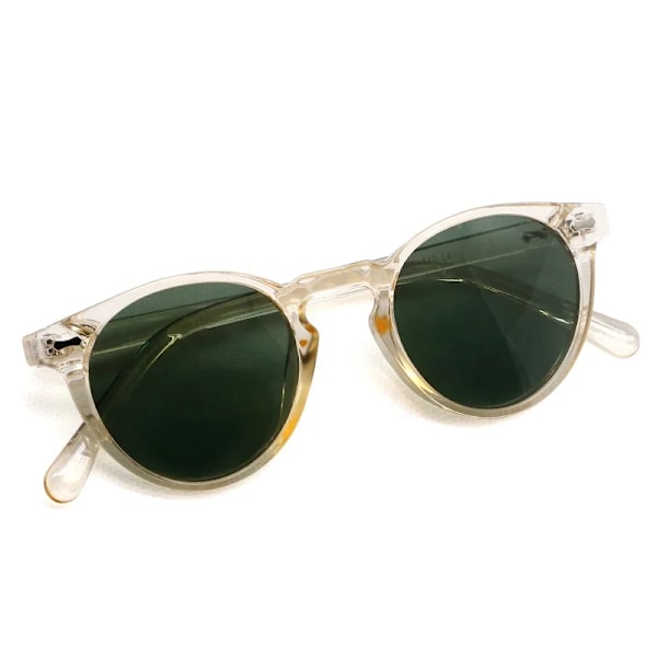 Fashion ODM OEM Runda Polariserande Solglasögon Retro PC Transparenta Solglasögon Herr Dam Glasögon UV400 Tortoise+ Tea
