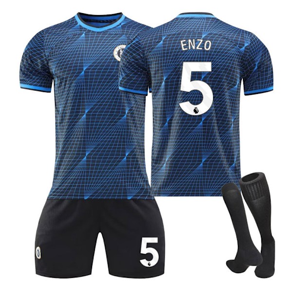 23/24 Chelsea Borte Fotballdrakt for Barn med Sokker 5 EMZO 5 EMZO children's sizes22