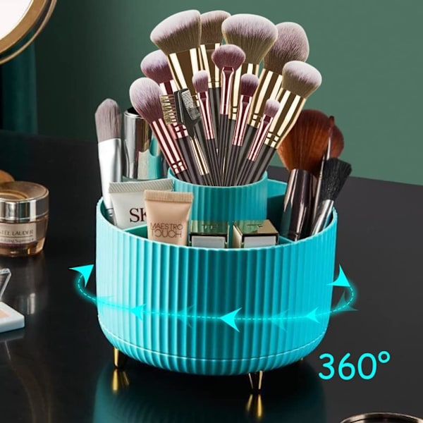 360° roterende makeup børste Kosmetisk opbevaringshylde - lyseblå Light blue