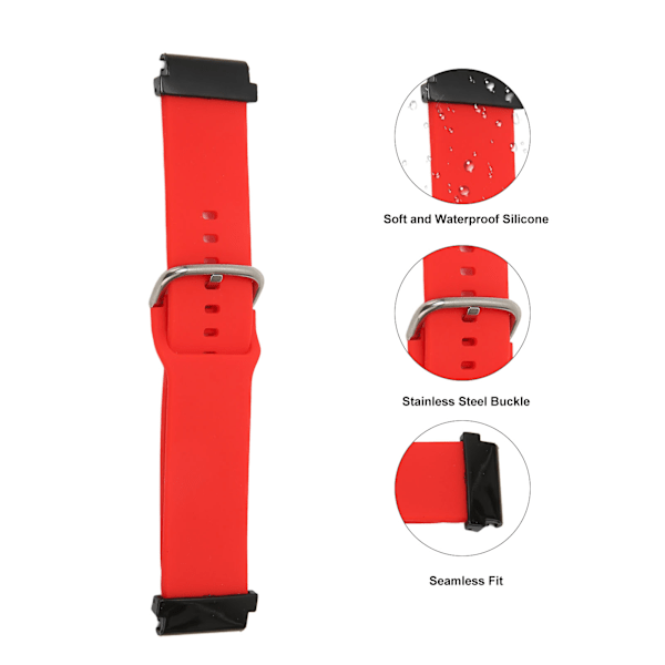 Vaihtohihna 20mm Vedenkestävä Pehmeä Nopea Irrotus Silikonikellohihna Garmin Fenix 7S:lle Punainen
