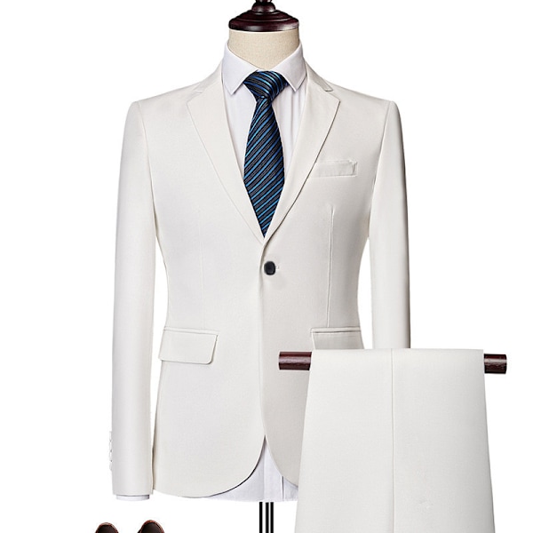 Casual tredelad kostym för män Vit White 4XL