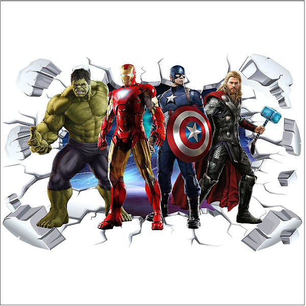 3d Avengers -seinätarra Marvel Super Hero -tapetti huoneen sisustukseen