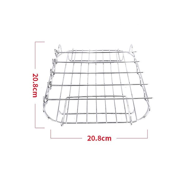 20,8 cm rustfrit stålluftfrit frituregrill med firkantet grill med spyd