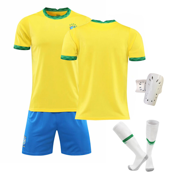 2021 Brasilien hjemme-gul No. 10 Neymar No. 7 Paqueta No. 20 Vinicius fodbolduniformssæt No Size Socks & Gear 22#