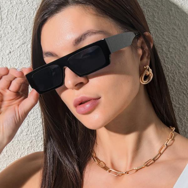 Vintage neliönmuotoiset aurinkolasit Suorakulmaiset muodikkaat aurinkolasit 2024 Naiset Miehet Sävyt Mukautetut lasit Silmälasit C6 Rectangle sunglasses