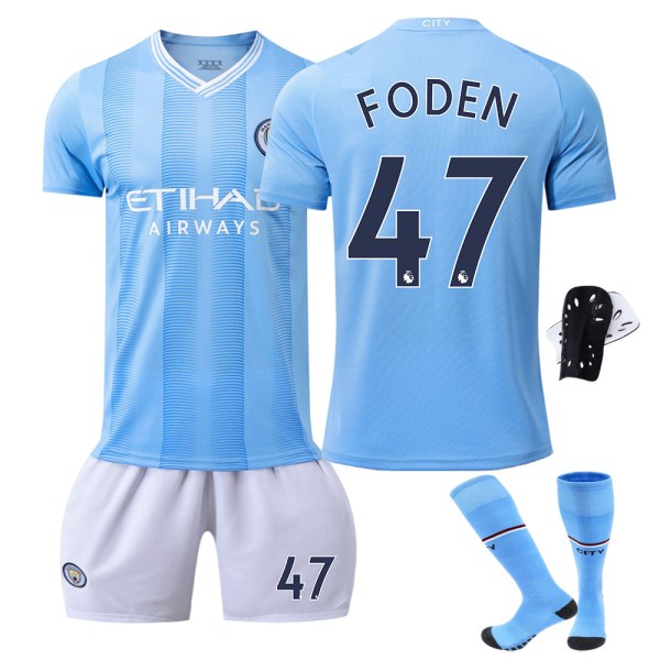 Manchester City Hjemmefotballdrakt 23-24 Nr. 9 Haaland 10 Grealish 17 De Bruyne Førsteutgave No. 10 + Socks Protector L