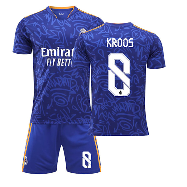 21-22 Real Madrid udebane kongeblå nr. 9 Benzema trøje nr. 20 Vinicius 10 Modric 8 Kroos Real Madrid away number 8 M#