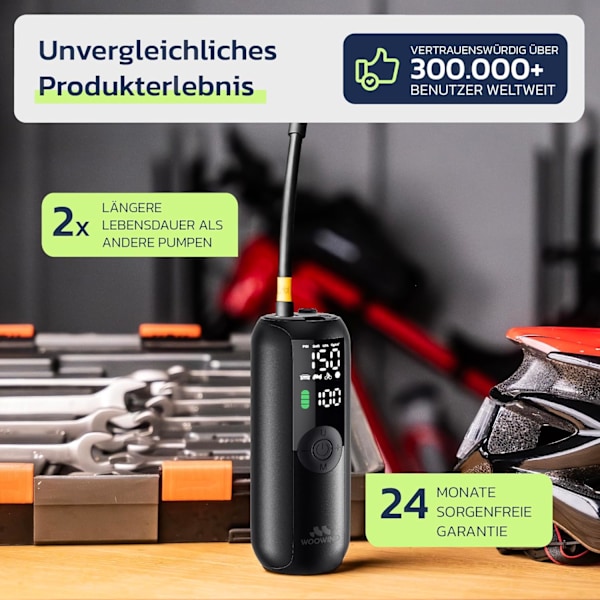 LP1 Akkukompressori polkupyörälle ja autolle, 150 PSI, sähköinen polkupyörän pumppu, akkukäyttöinen ilmapumppu autolle, moottoripyörälle, skootterille, polkupyörälle, palloille