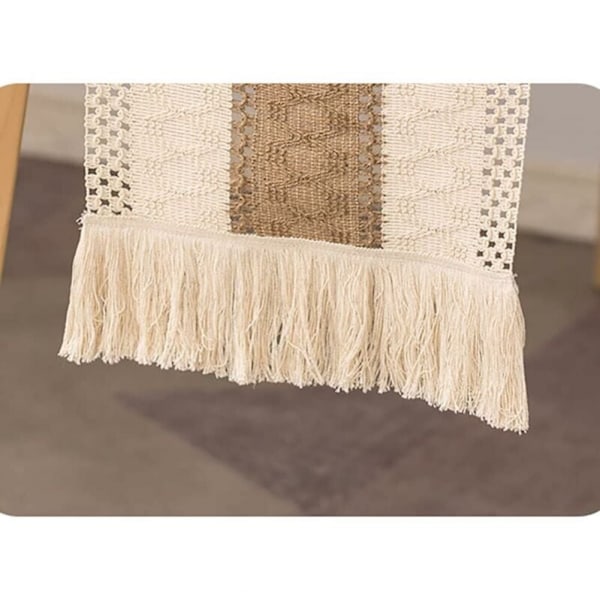 30x120cm Macramé bordløber, naturlige bomulds- og linnedduge