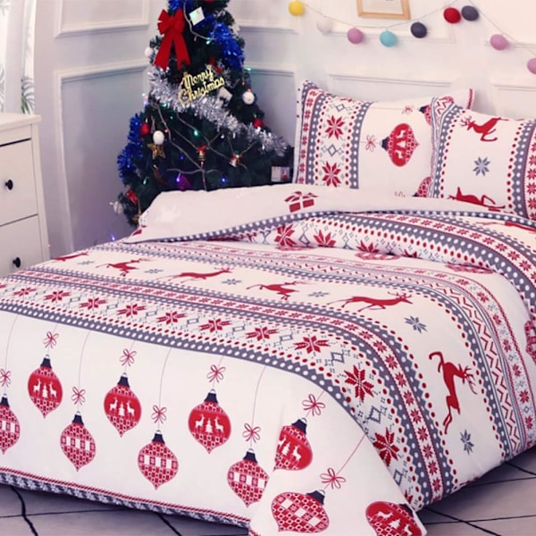 Jul Patchwork Påslakan Set 200x200 cm med 2 x örngott 50x75 cm, Mikrofiber Sängkläder Set 200*200cm
