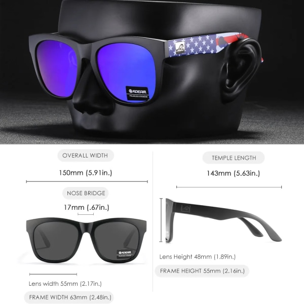 KDEAM Ny ankomst förtjockade linser polariserade solglasögon för män kvinnor resor solglasögon utomhus UV400 skydd glasögon KD728 C3