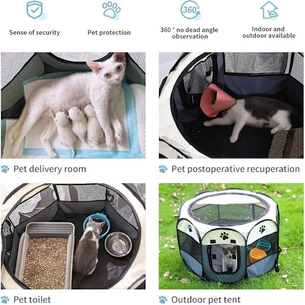 Bärbar Hundhage, Vikbar Hundhage, Lekhage Tält Hundhus Lekplats för Valp Hund/Katt Inomhus Utomhus Resa Camping Användning