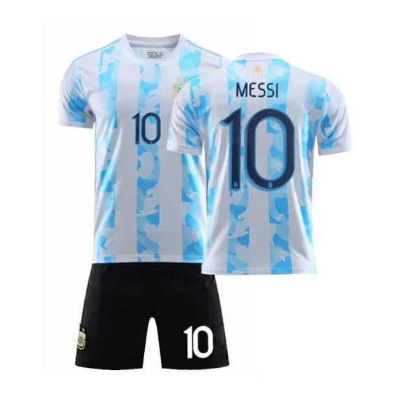 2021 Argentina tröja Maradona nr 10 Messi spel sport träning hem och borta fotboll uniform kostym män No size matching socks Children's size 26