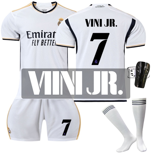 23-24 Real Madrid fodboldtrøje 20 Vinicius 10 Modric 9 Benzema nr. 7 Hazard trøjeversion New home No. 7 + socks and gear Children's size 26