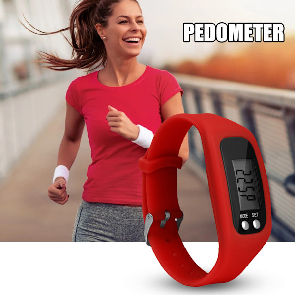 Klocka med LCD-skärm Enkel användning Promenad Fitness Tracker Armband Digital Stegräknare Yellow