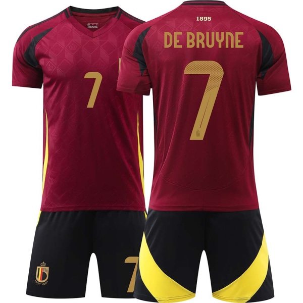 2024 Belgien EM-tröja nr 7 De Bruyne fotbollströja 10 Lukaku 25 Doku lagtröja No socks size 7 18 yards