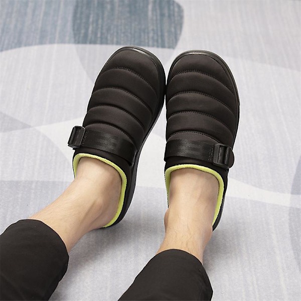 Herr Snow Cotton Tofflor Varma Vinter Halkfria Skor Inomhus Tofflor 999 BlackGreen 46