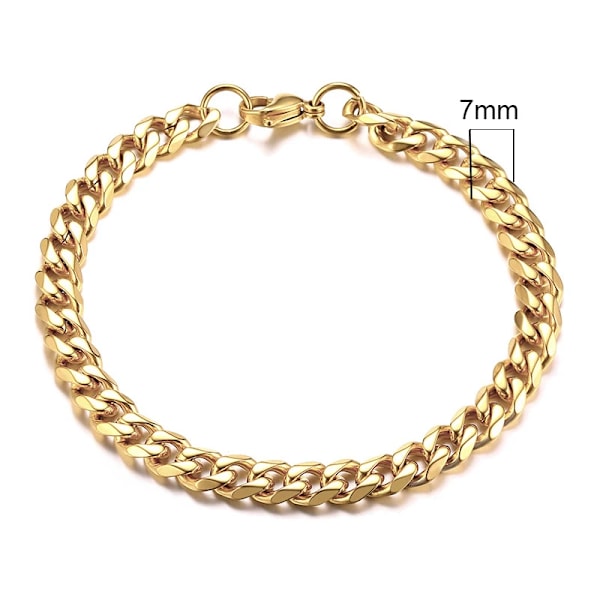 Vnox 3-11Mm Chunky Miami Curb Kedja Armbånd Til Mænd, Rustfrit Stål Kubansk Lænke Armbånd Klassisk Punk Tunge Mands Smykker 7mm Guld