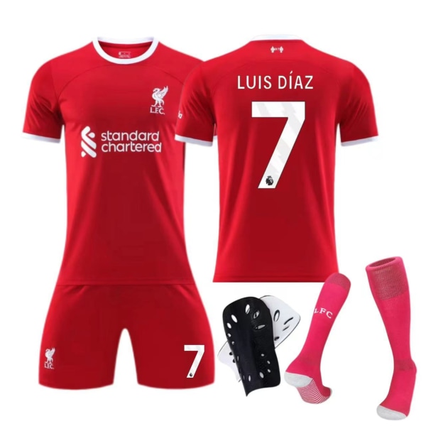 23-24 Liverpool hjemmebanetrøje nr. 11 Salah børne- og voksenfodboldsæt Size 7 socks + protective gear 24